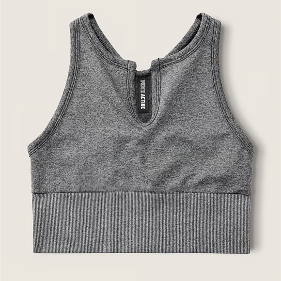 Victoria’s Secret Pink Split Neck Sports Bra-Marble Blk-Sz.XS NWT🖤 - Picture 3 of 6